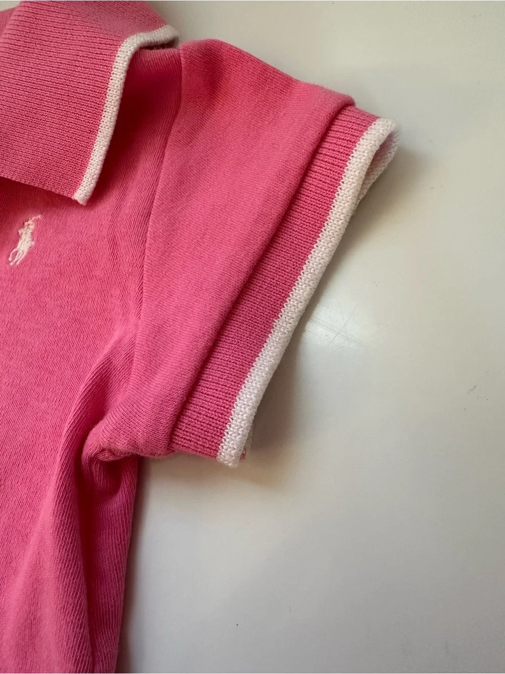 Ralph Lauren Girls' Hot Pink Polo with White Trim